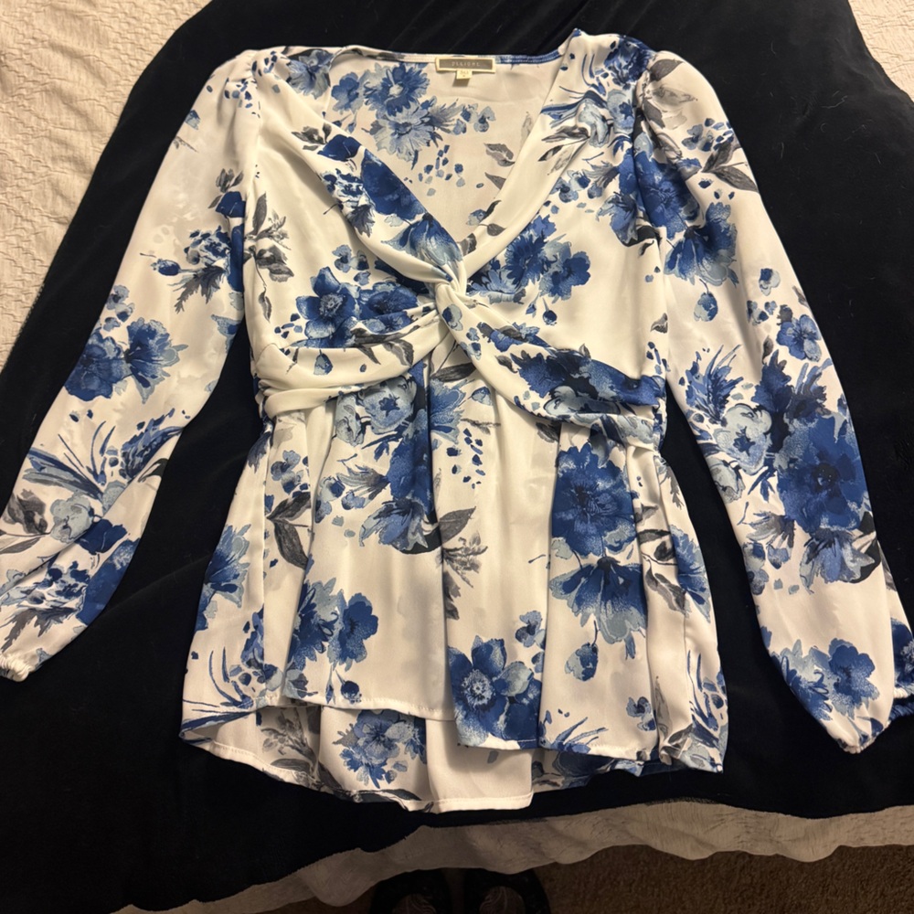 Pleione Blue Floral Print Top